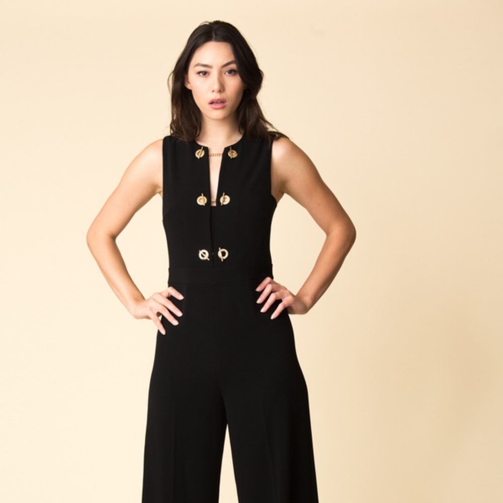 Derek Lam Sleeveless Jumpsuit w/ Grommet Detail